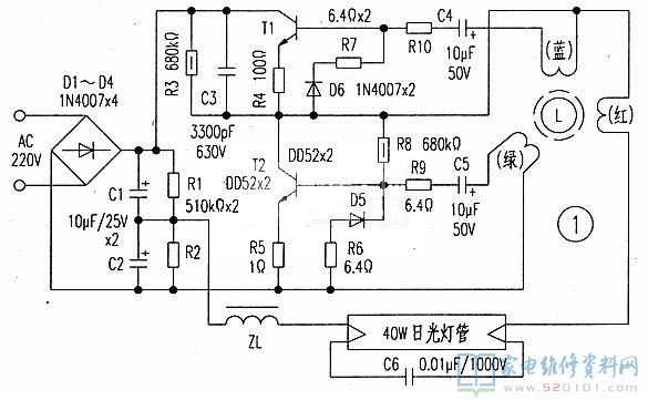 MX01-Y型40w节能目光灯电原理图