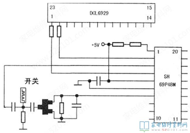 一款采用SH69P48M和DCL6929构成的电磁炉触摸控制电路