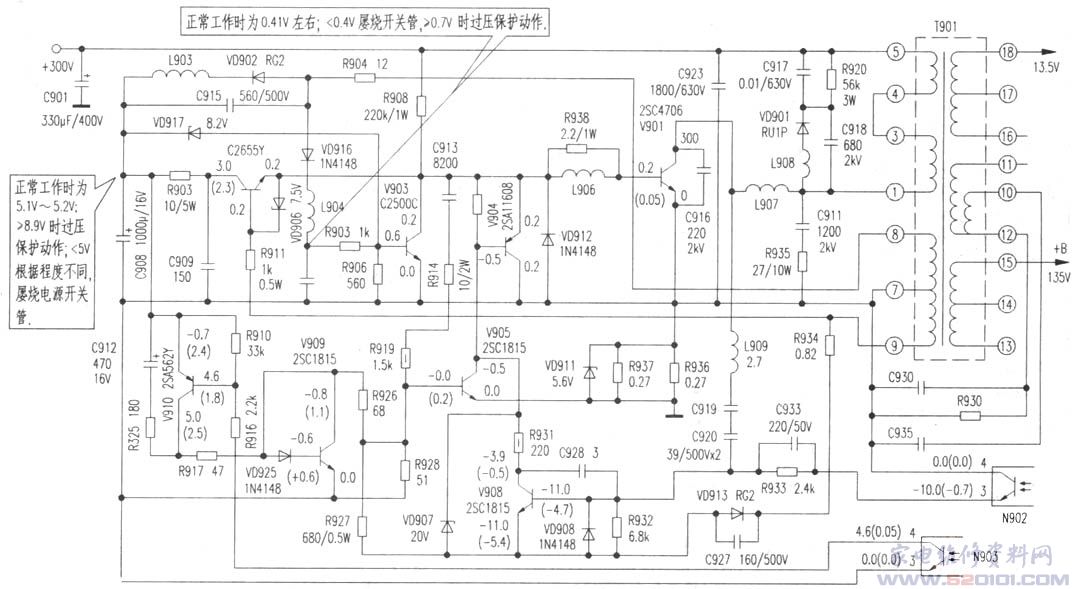 康佳“D”系列彩电屡烧电源开关管的分析与检修 第1张